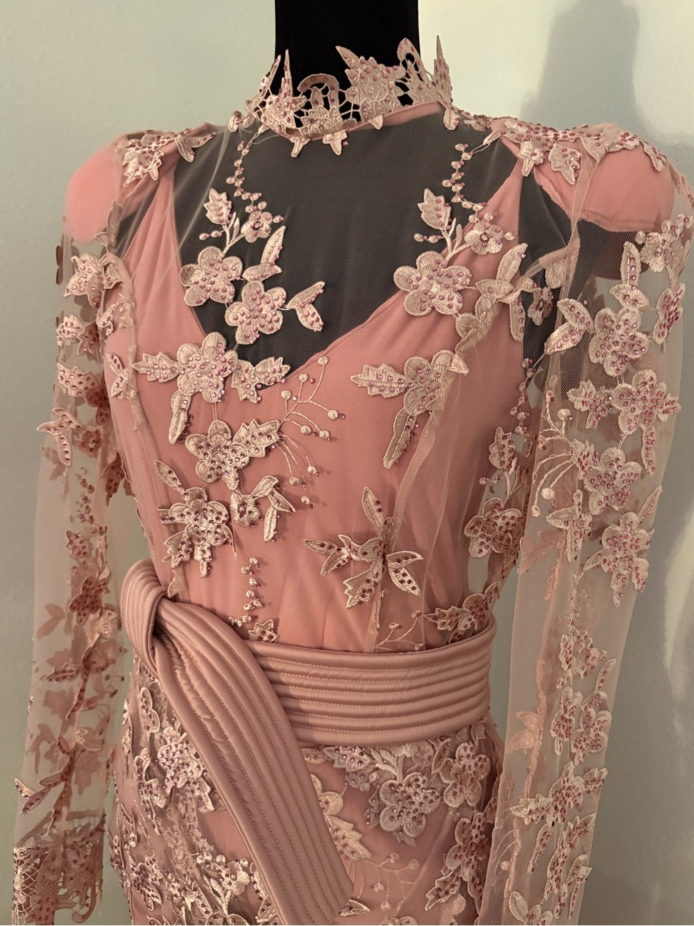 Zhivago Signature Floral Lace Poison Gown in blush pink - Picture 5 of 15